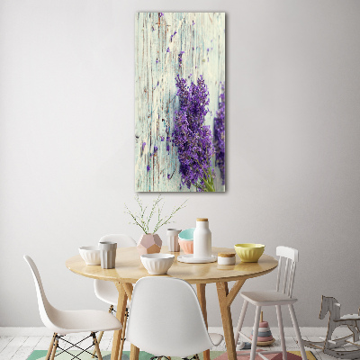 Tableau photo sur verre Lavande sur bois