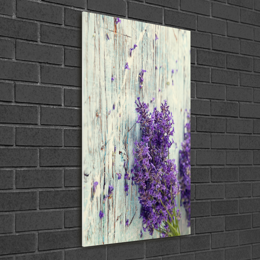 Tableau photo sur verre Lavande sur bois