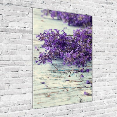 Tableau photo sur verre Lavande sur bois