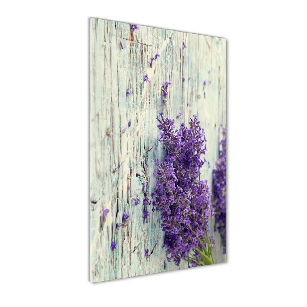 Tableau photo sur verre Lavande sur bois