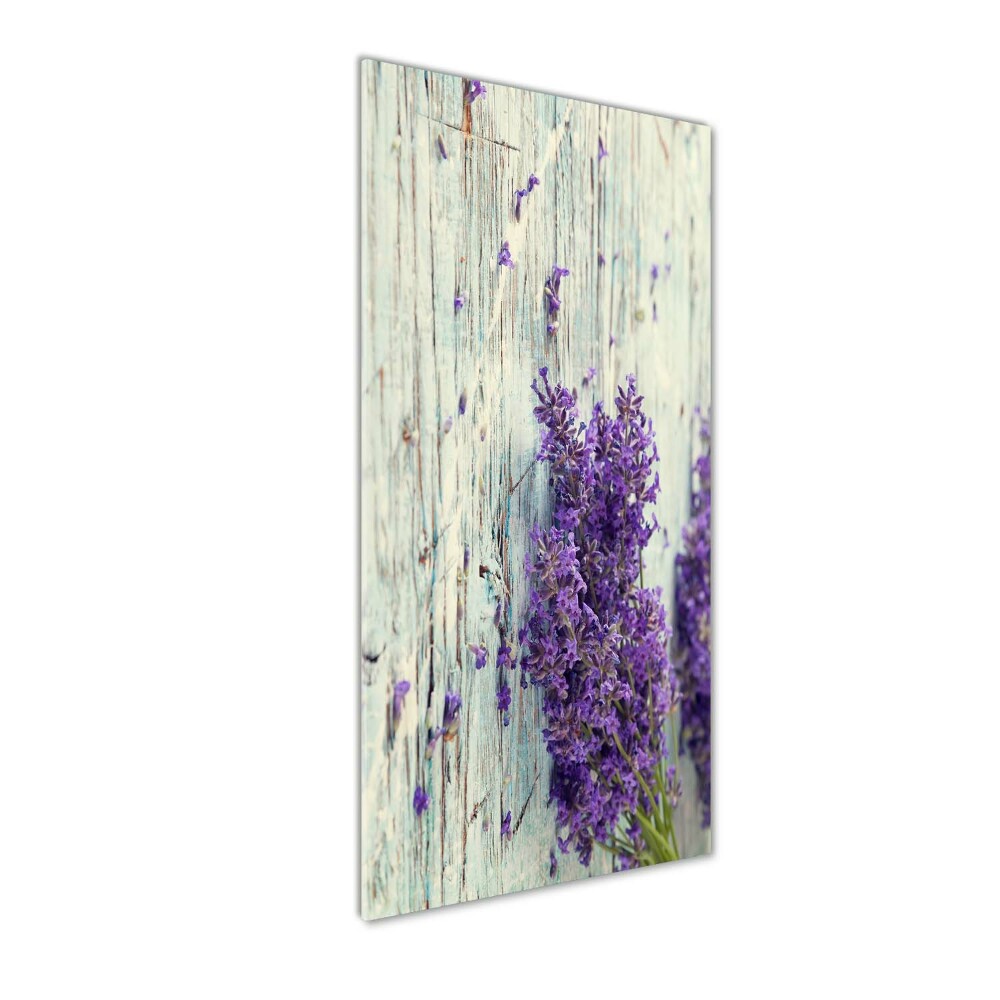 Tableau photo sur verre Lavande sur bois