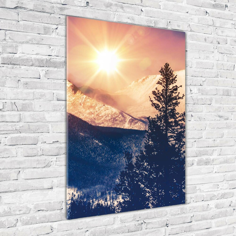 Tableau sur verre Soleil sur les montagnes