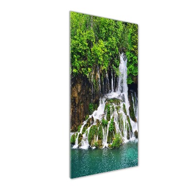 Tableau sur verre Cascade dans la forêt