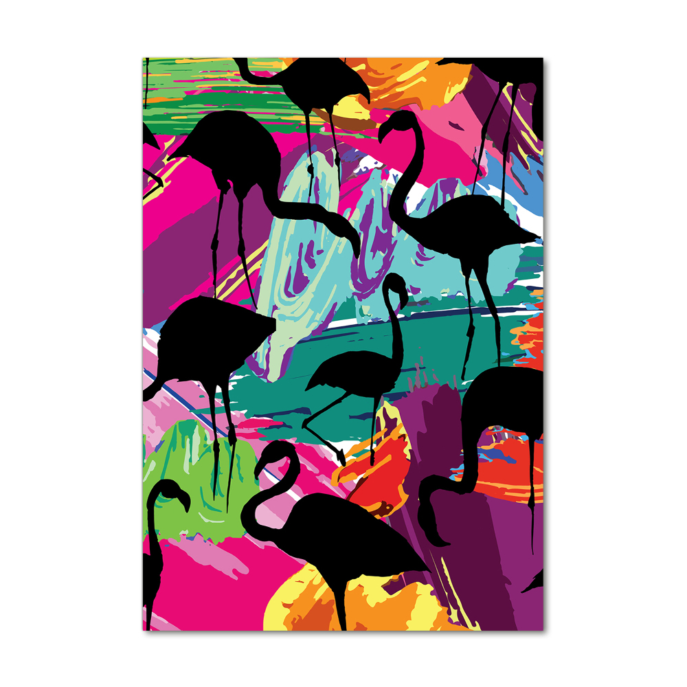 Tableau photo sur verre Flamants