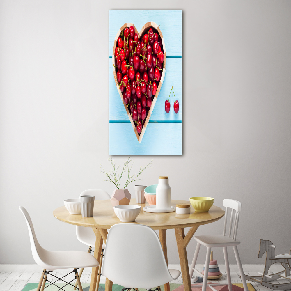 Tableau imprimé sur verre Cerises sur bois