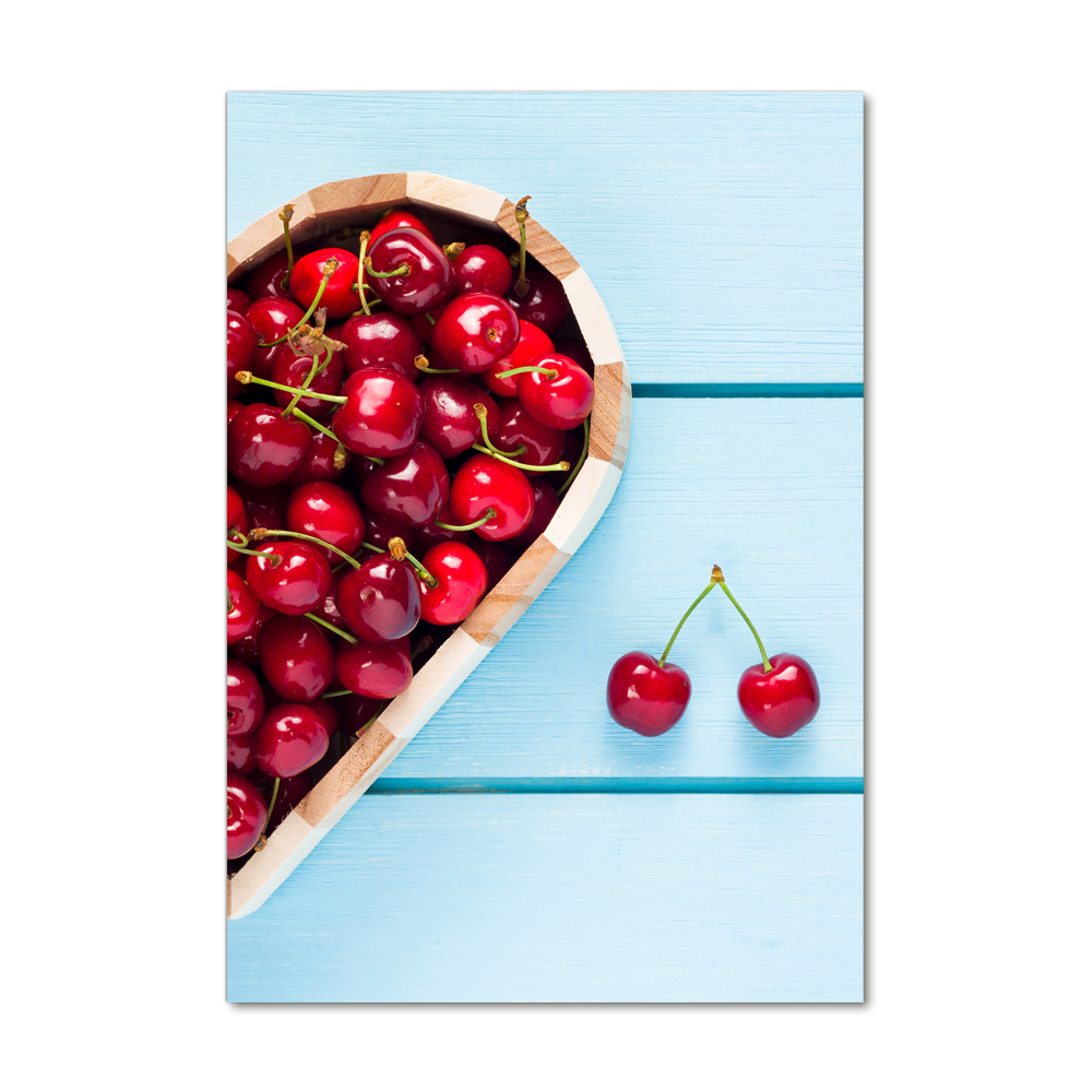 Tableau imprimé sur verre Cerises sur bois