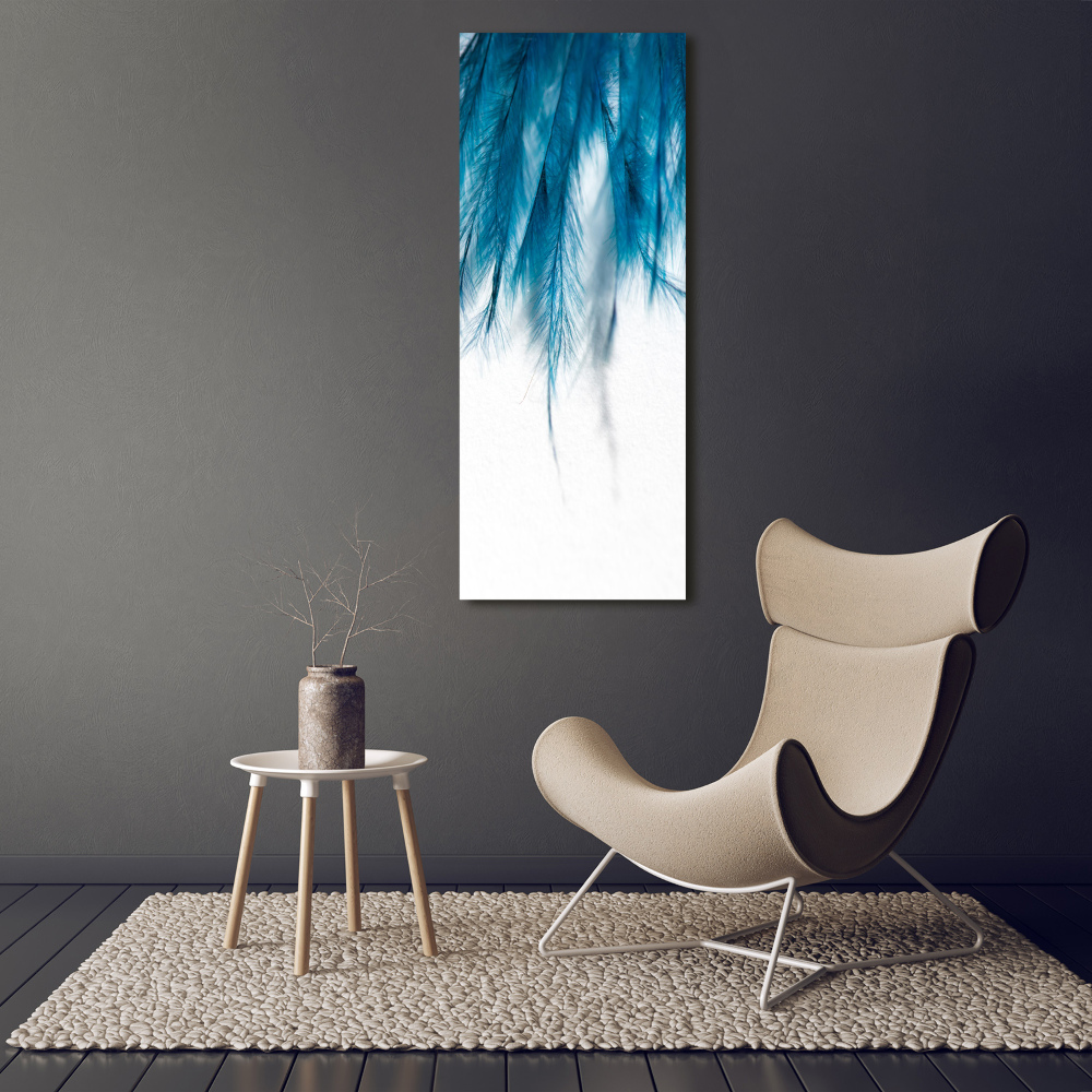 Tableau en verre Plumes bleues