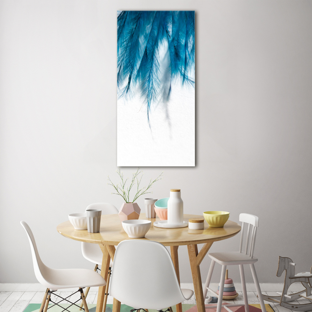 Tableau en verre Plumes bleues