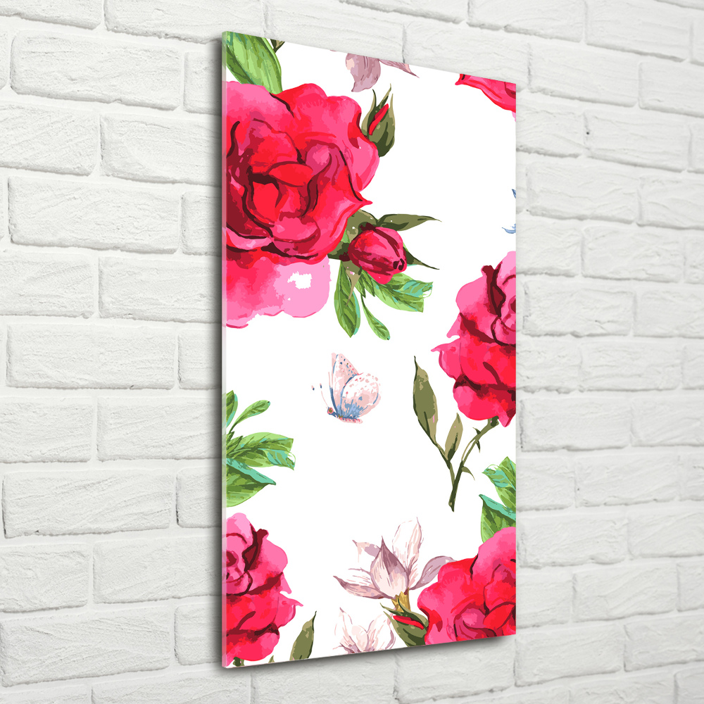 Tableau photo sur verre Roses rouges