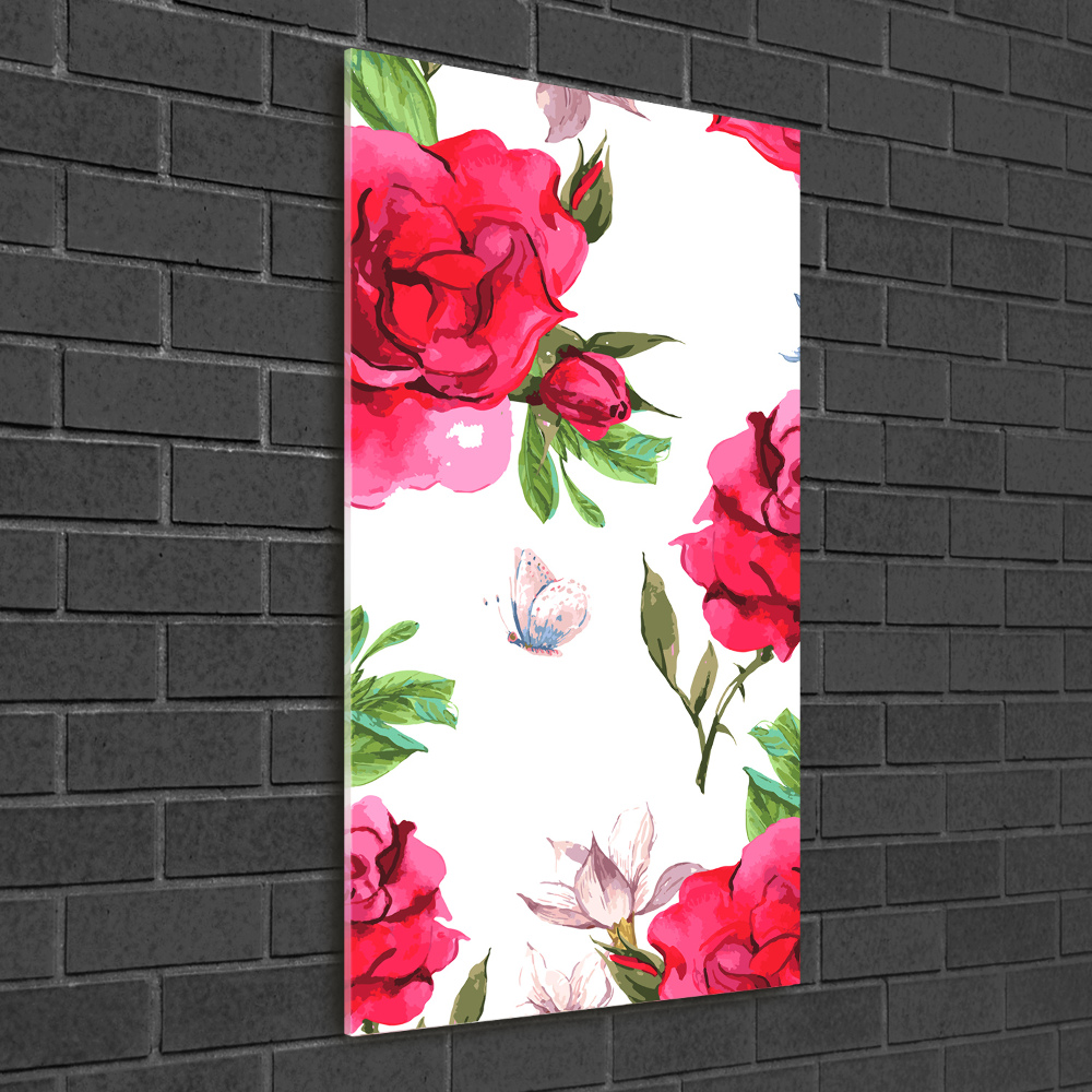 Tableau photo sur verre Roses rouges