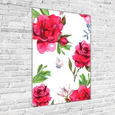 Tableau photo sur verre Roses rouges