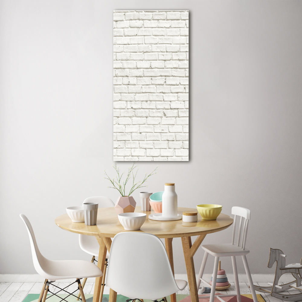 Tableau sur verre Mur de briques blanche