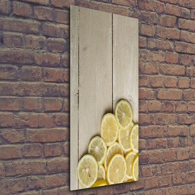 Tableau photo sur verre Citrons sur bois