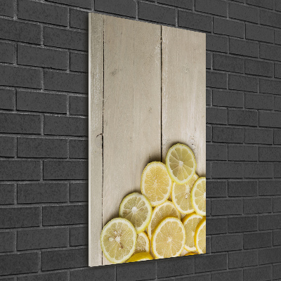 Tableau photo sur verre Citrons sur bois