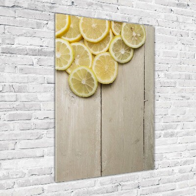 Tableau photo sur verre Citrons sur bois