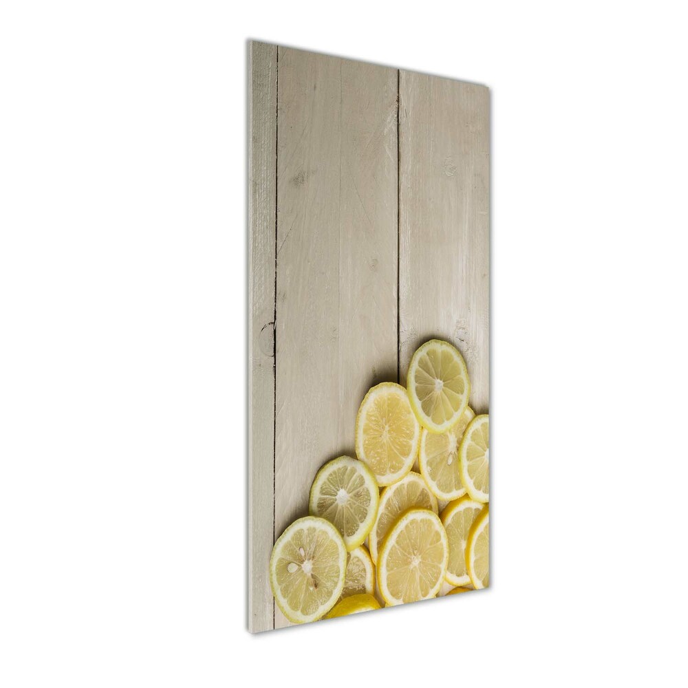 Tableau photo sur verre Citrons sur bois