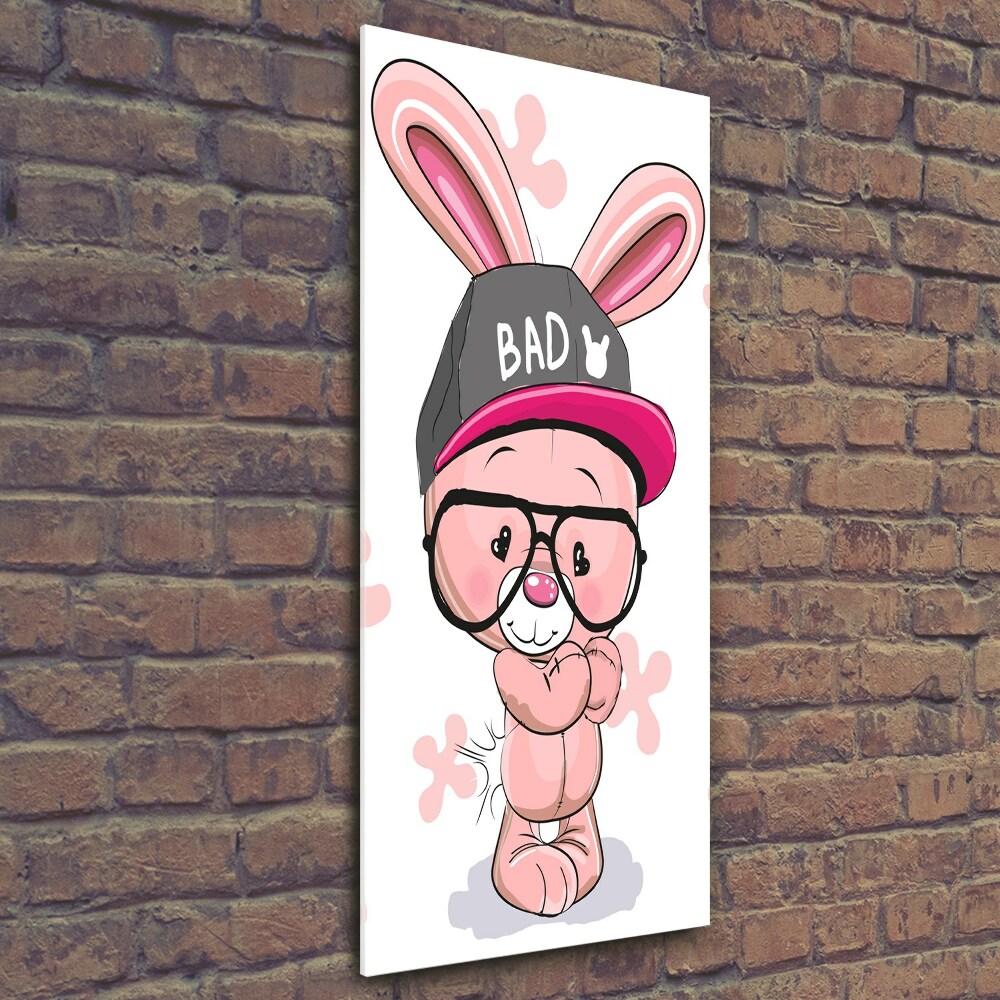 Tableau verre imprimé Lapin dans un chapeau