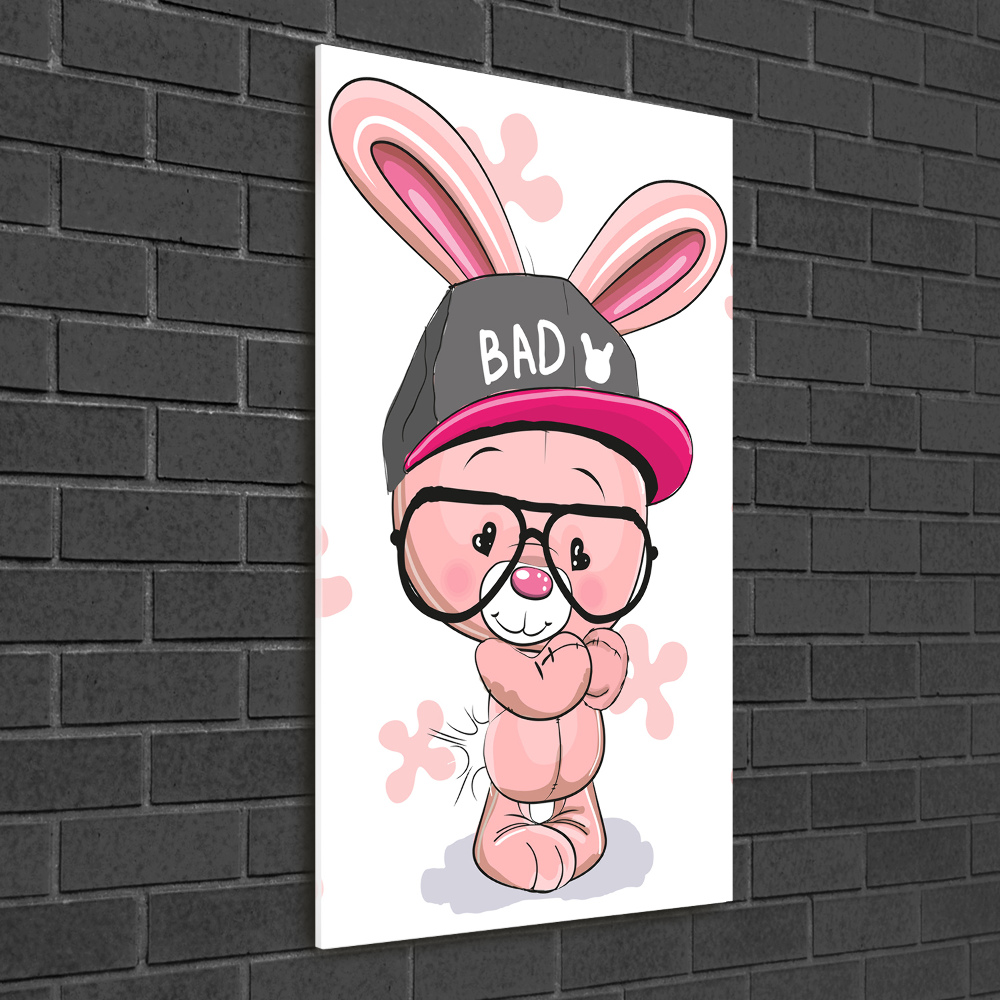 Tableau verre imprimé Lapin dans un chapeau