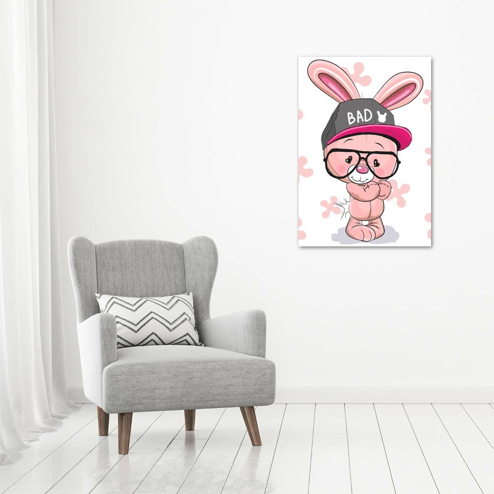 Tableau verre imprimé Lapin dans un chapeau