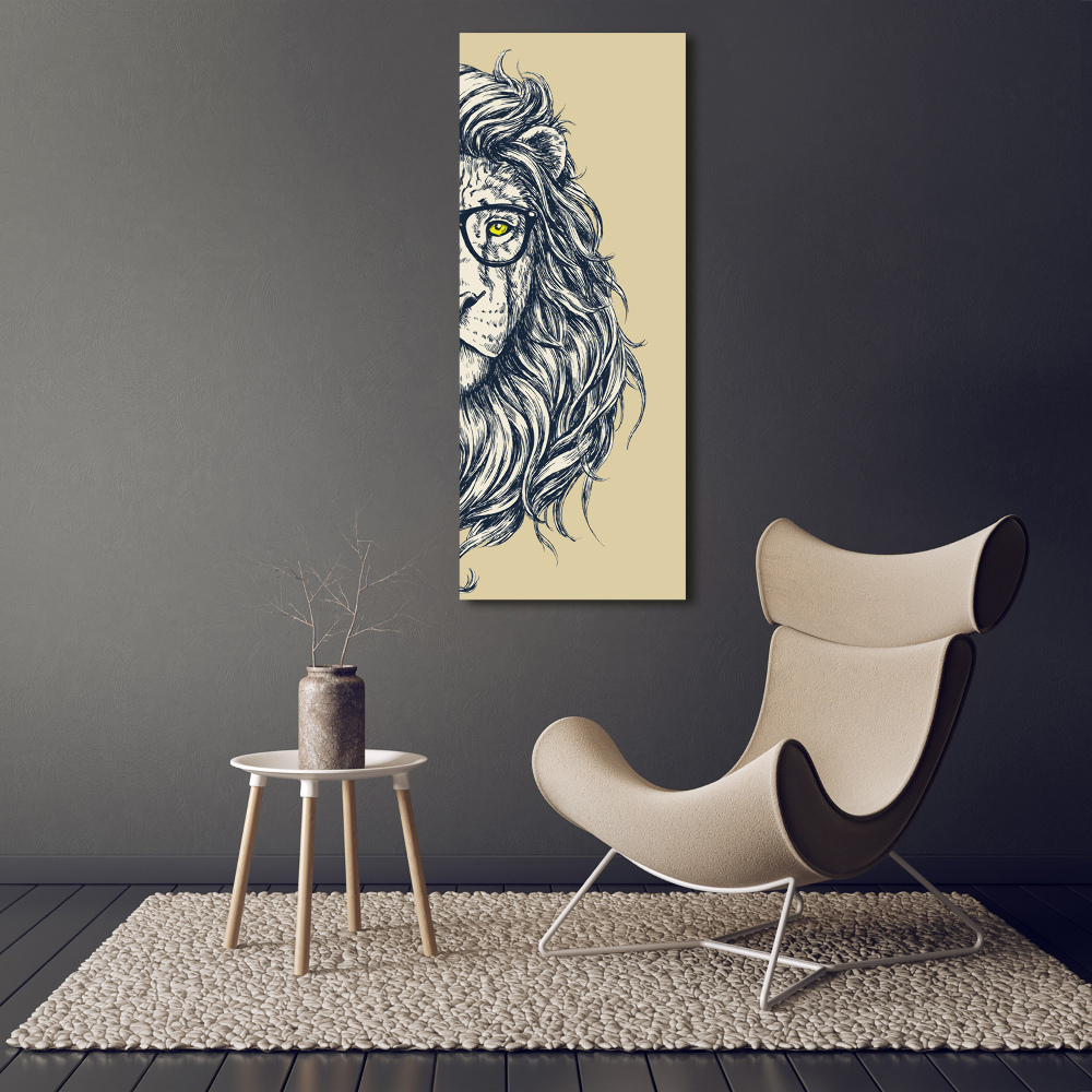 Tableau sur verre Lion hippie