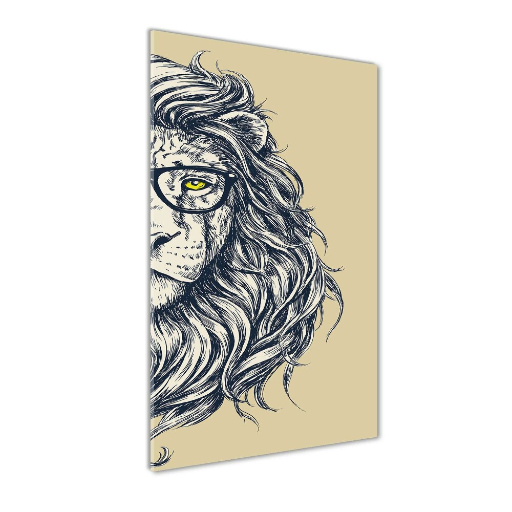 Tableau sur verre Lion hippie