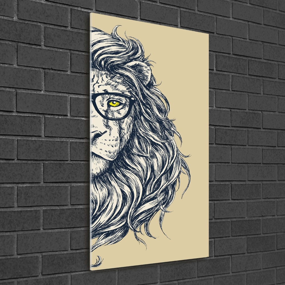 Tableau sur verre Lion hippie