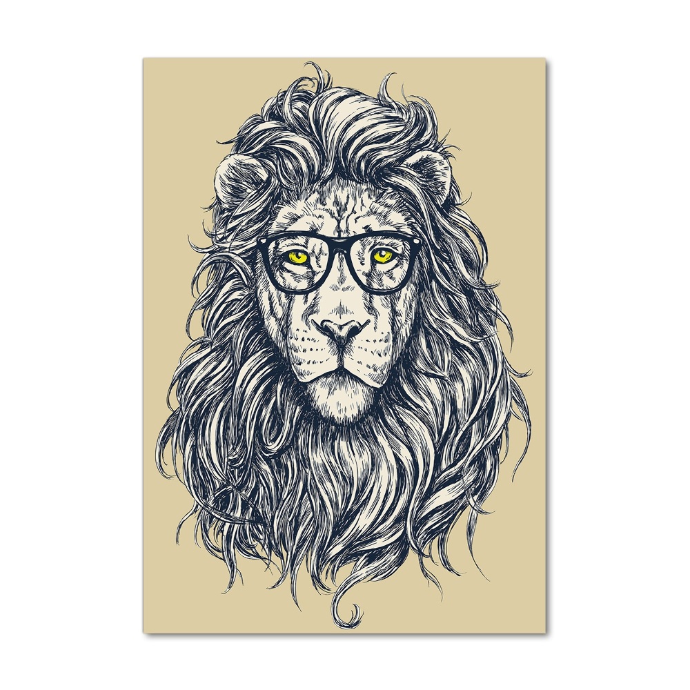 Tableau sur verre Lion hippie