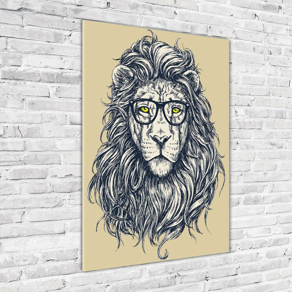 Tableau sur verre Lion hippie