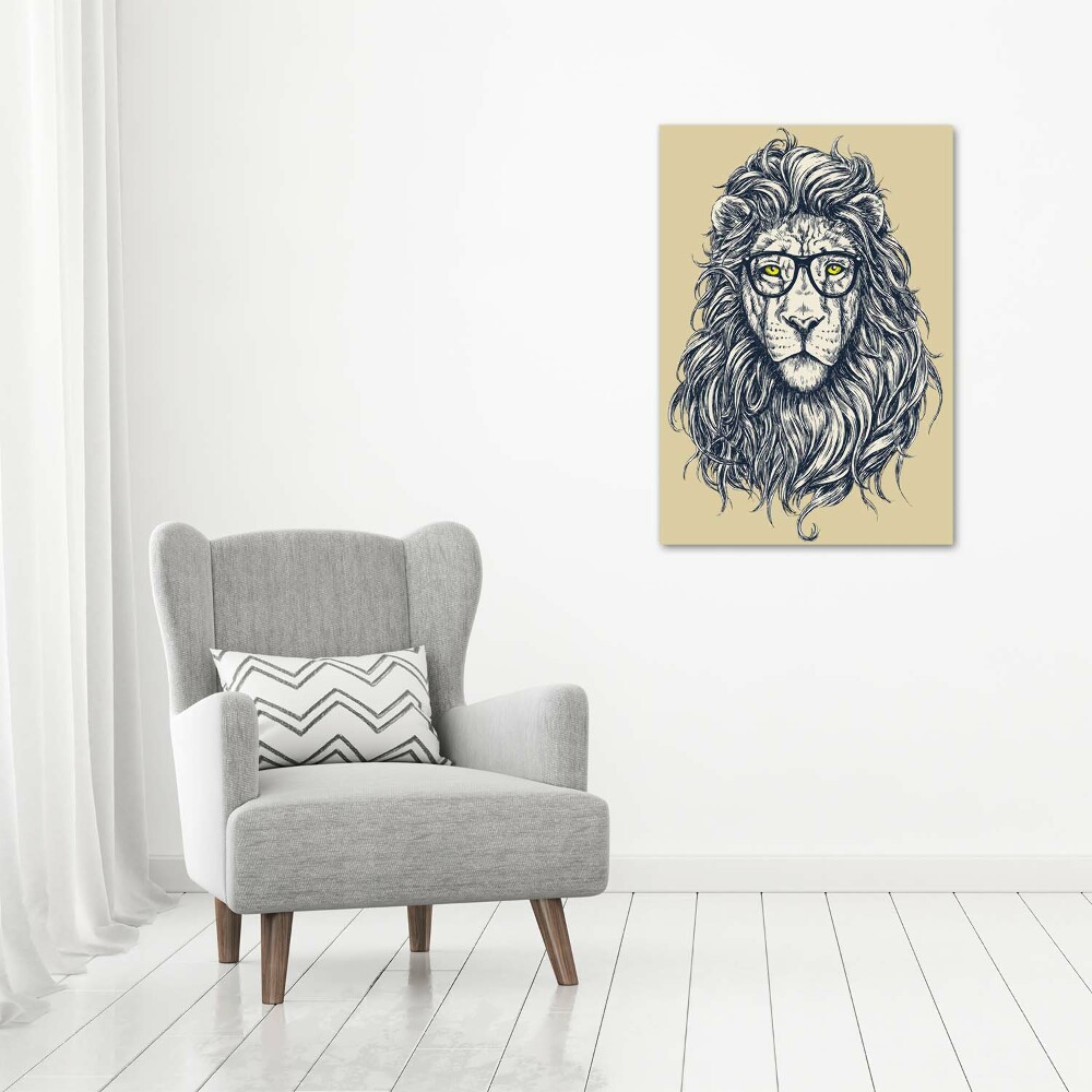 Tableau sur verre Lion hippie