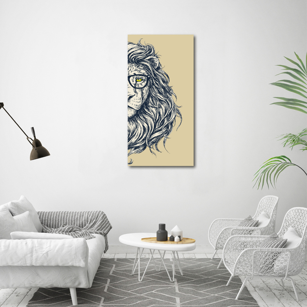 Tableau sur verre Lion hippie