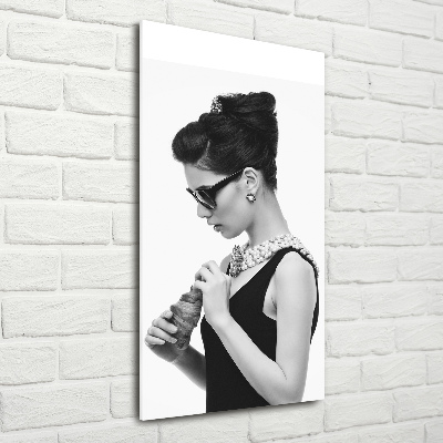 Tableau sur verre Femme en lunettes