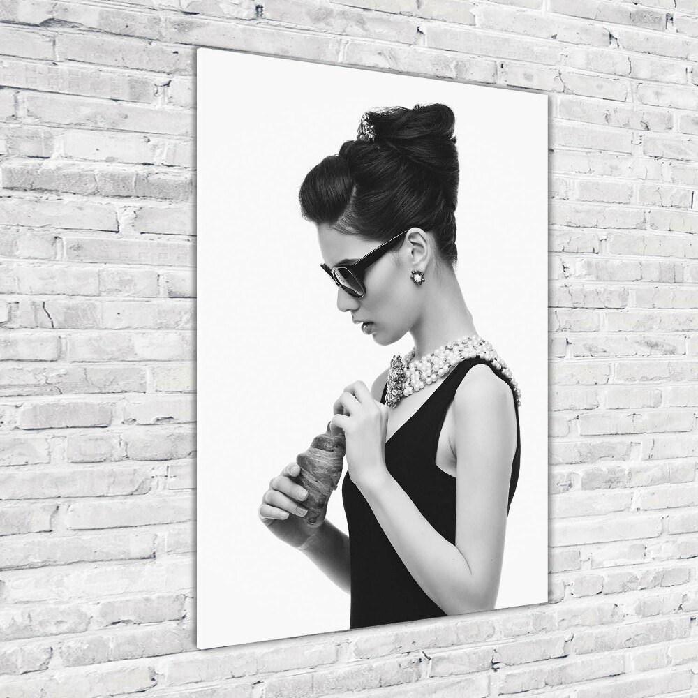 Tableau sur verre Femme en lunettes