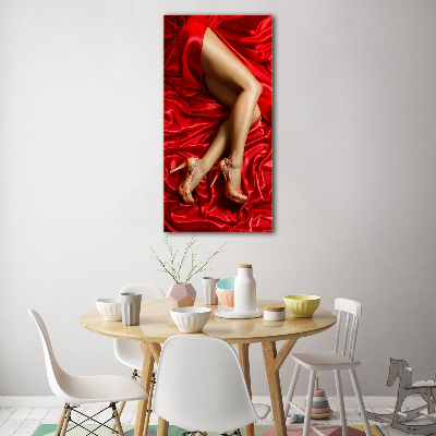 Tableau photo sur verre Jambes sur satin