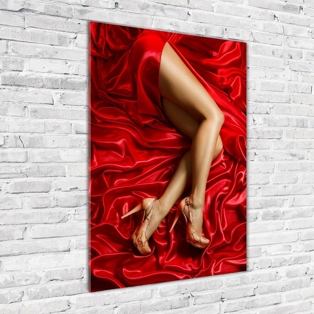 Tableau photo sur verre Jambes sur satin