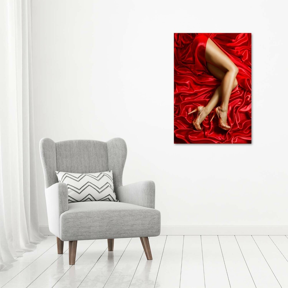 Tableau photo sur verre Jambes sur satin