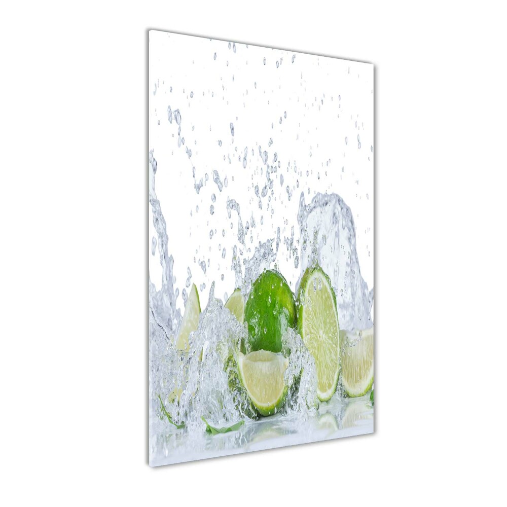 Tableau sur verre Citrons verts eau