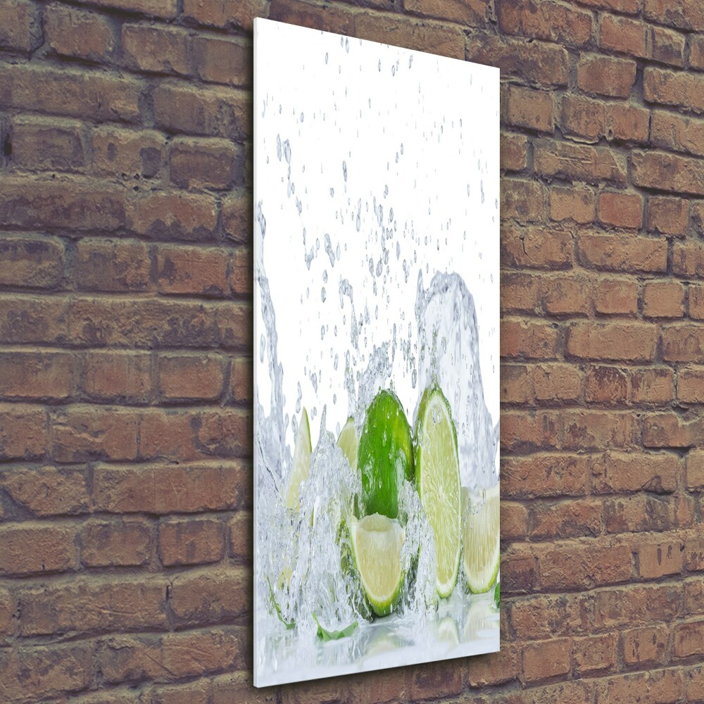 Tableau sur verre Citrons verts eau