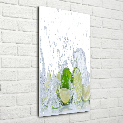 Tableau sur verre Citrons verts eau