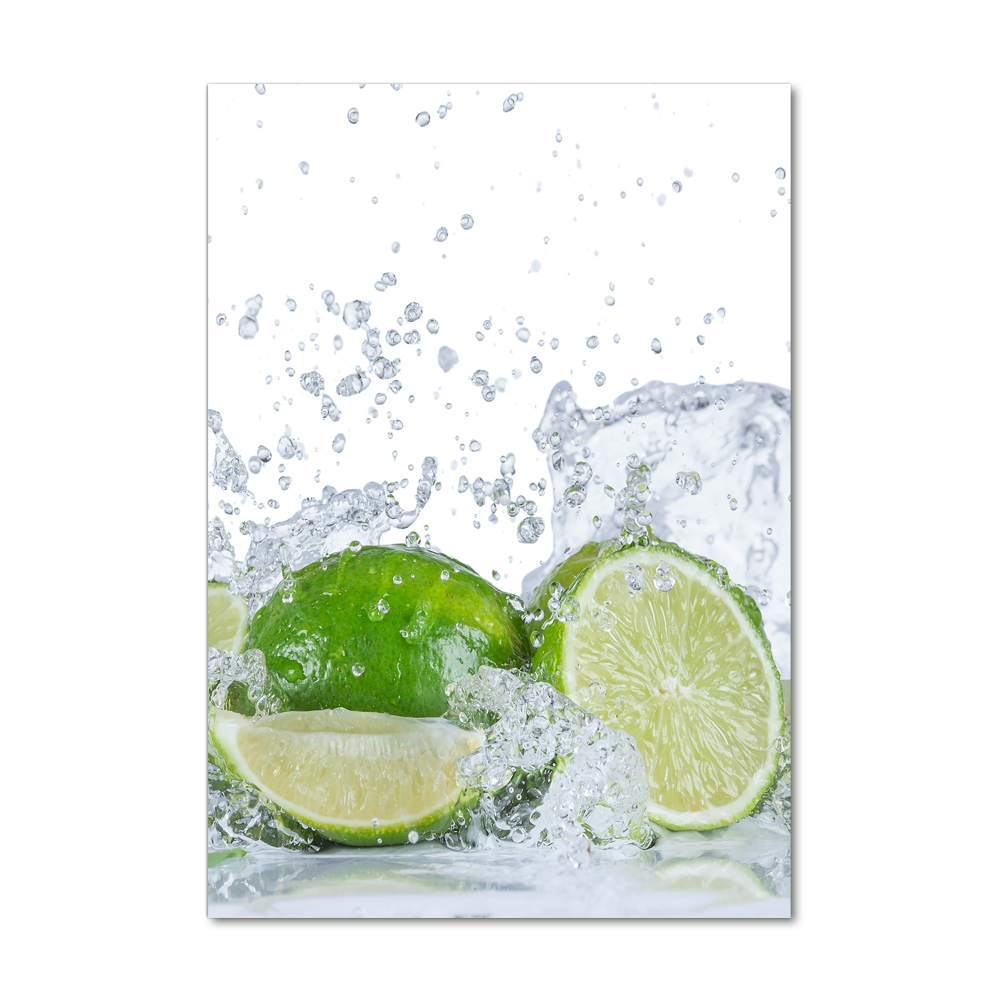 Tableau sur verre Citrons verts eau