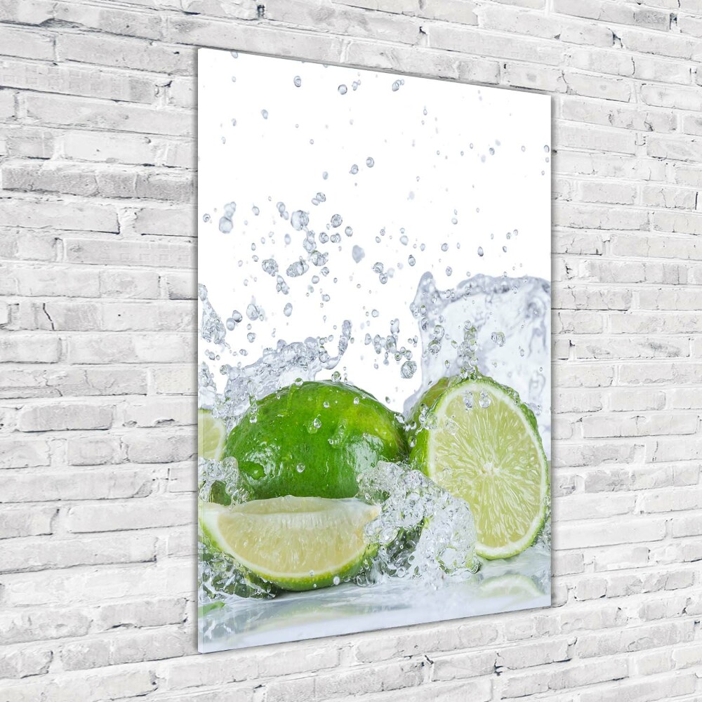 Tableau sur verre Citrons verts eau