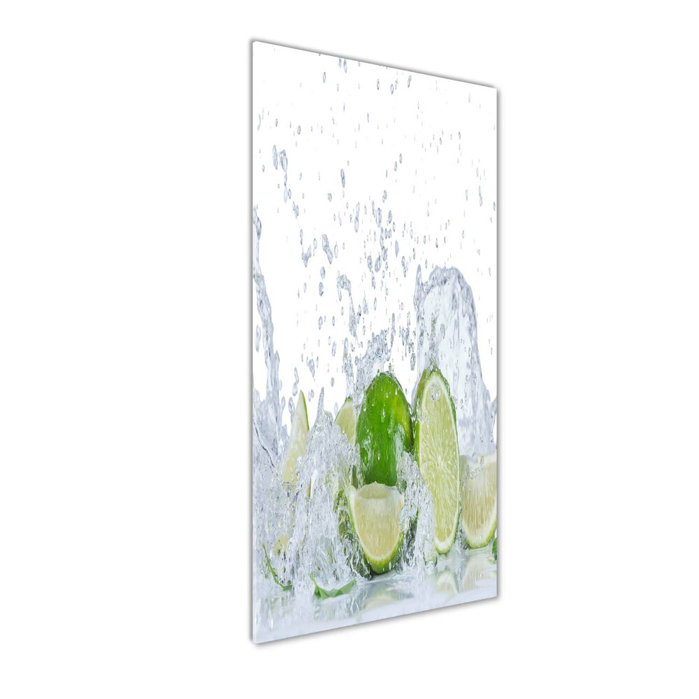 Tableau sur verre Citrons verts eau