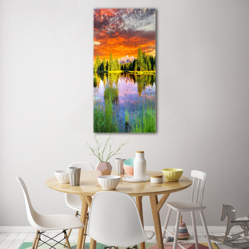 Tableau verre imprimé Lac dans la forêt