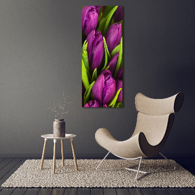 Tableau en verre Tulipes mauves