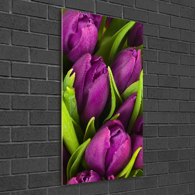 Tableau en verre Tulipes mauves