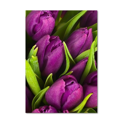 Tableau en verre Tulipes mauves