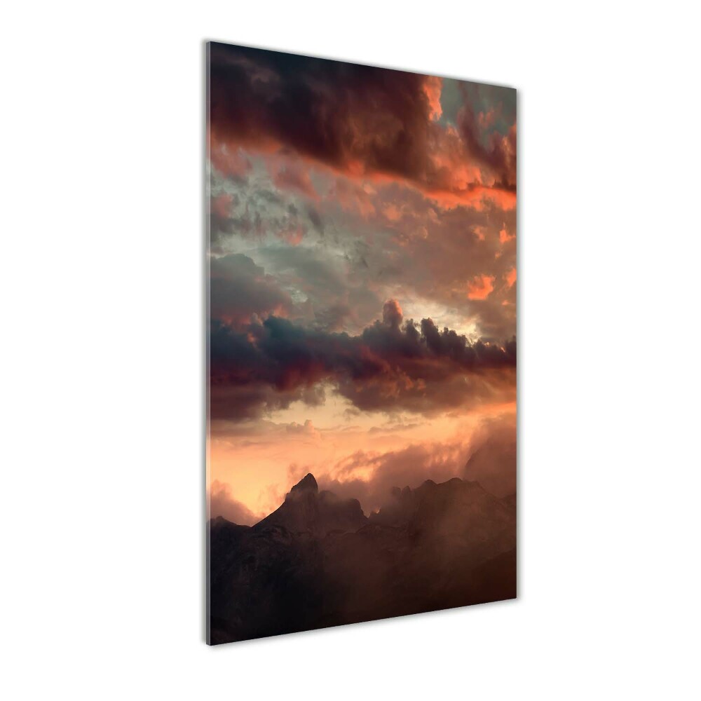 Tableau sur verre Coucher de soleil en montagne