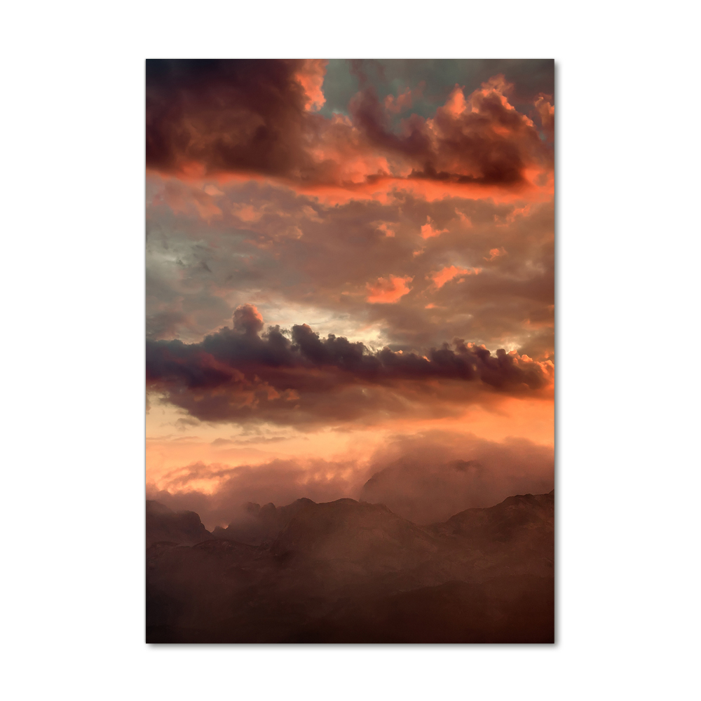 Tableau sur verre Coucher de soleil en montagne