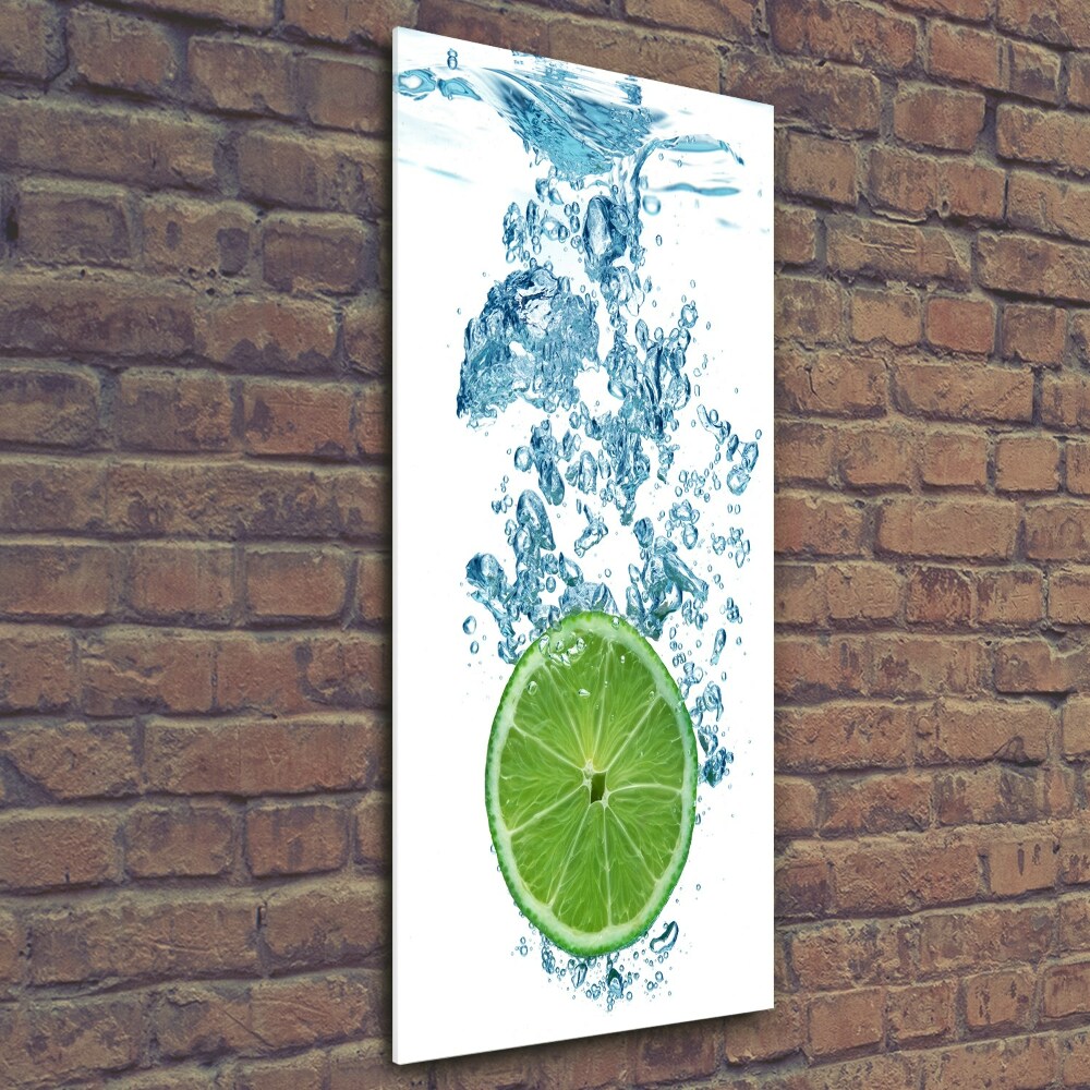 Tableau photo sur verre Citron vert sous l'eau