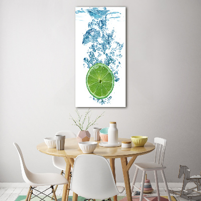 Tableau photo sur verre Citron vert sous l'eau