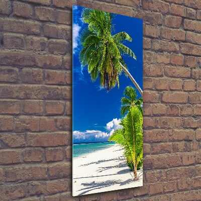 Tableau imprimé sur verre Plage exotique palmiers